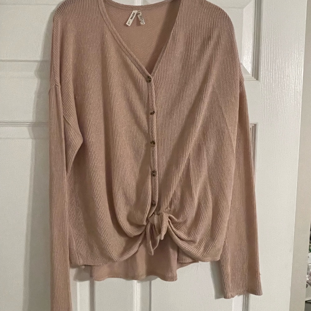 Pink front tie long sleeve